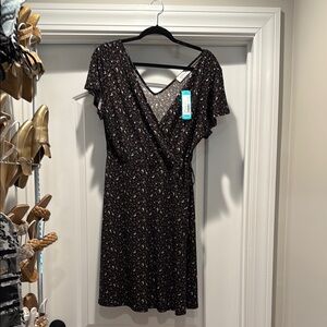 Floral Black Wrap Dress